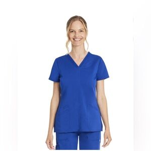 NWT Electric Blue Stretch ScrubStar Scrub Top- Small